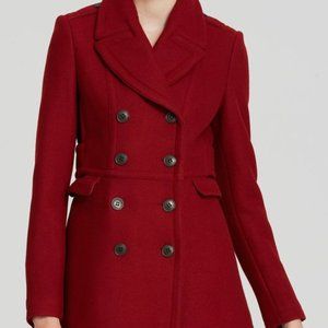 Burberry Red Wool Cashmere Pea Coat in Sz 4